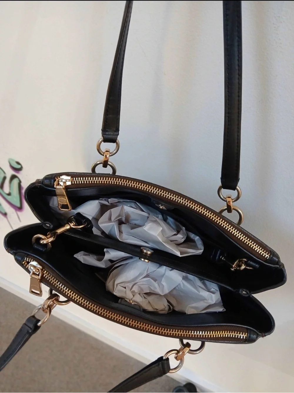 Coach Dark Brown Signature Shoulder Bag with Gold Hardware